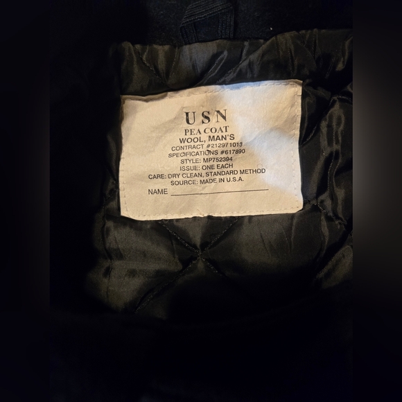 Vintage STYLE repro U.S.NAVY PEA COAT men Size XL Navy Civilian - Picture 2 of 6